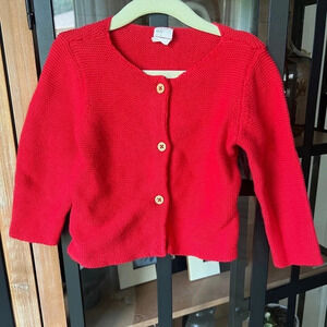 H&M kids knit cardigan toddler baby girl sweater red button down long sleeve